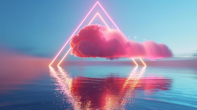 Fundo abstrato com nuvem rosa levitando