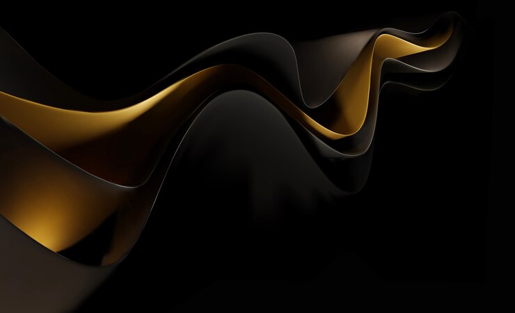 Foto fundo abstrato com ondas douradas sobre um fundo preto. molde abstrato do vetor com ondas douradas em um fundo preto. modelo para design corporativo, banner, site