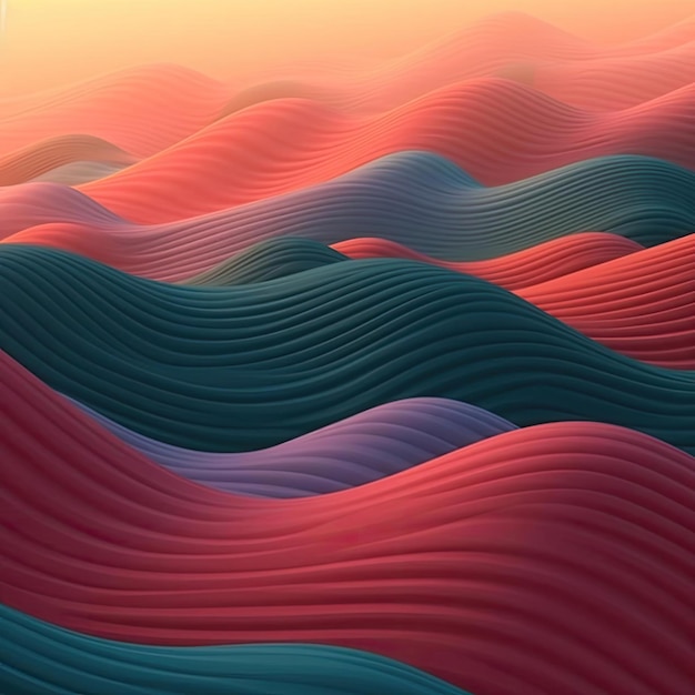 Fundo abstrato com ondas em cores vermelhas e azuis