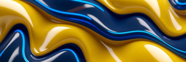Fundo abstrato com padrão de onda de fluido azul e amarelo