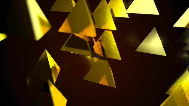 Fundo abstrato com pano de fundo digital de pirâmides douradas
