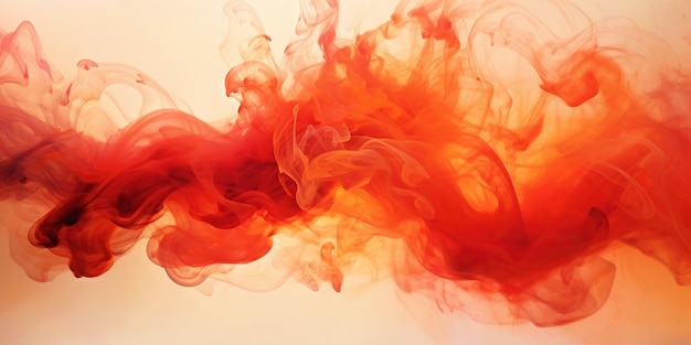 Fundo abstrato com redemoinhos de fumaça vermelha Nuvem de tinta aquarela generativa AI