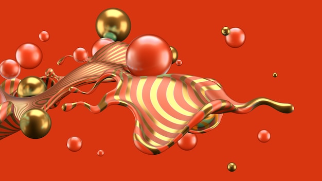 Fundo abstrato com respingo e bola. ilustração 3d, renderização em 3d.