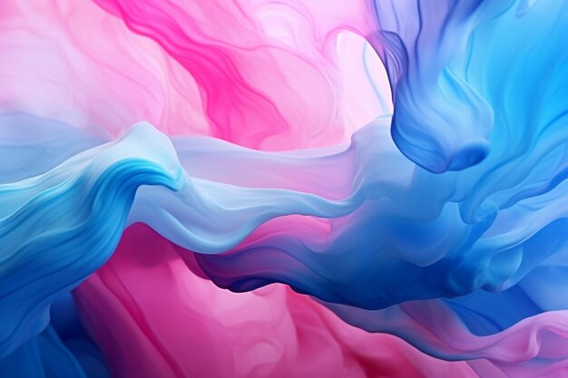 Fundo abstrato com tinta rosa e azul girando na água Ai Gerado