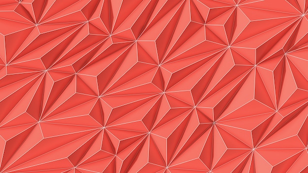 Fundo abstrato coral pantone low poly com cópia espaço e listra branca 3d render