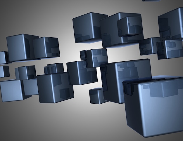 Fundo abstrato cubos 3D. Ilustração 3D