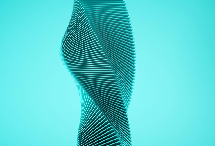 Foto fundo abstrato da arquitetura torça formas geométricas com ilustração 3d de renderização 3d de cor azul