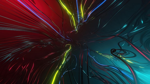 Fundo abstrato da conexão de linha neon futurista moderna Sci Fi, renderização de ilustração 3D