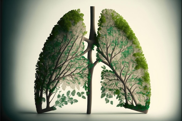 Fundo abstrato da floresta pulmonar Conceito de pulmões saudáveis Pulmões frescos e limpos sem poluição pulmonar