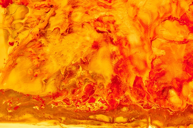 Fundo abstrato da pintura das cores laranja vermelhas líquidas. arte fluida, lava exuberante e onda de sangue sangrento