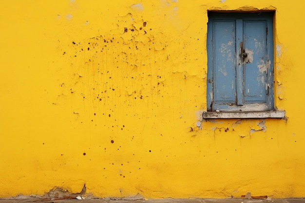 Fundo abstrato de amarelo pintado em velha parede de concreto com grunge