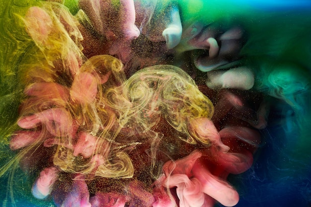 Fundo abstrato de arte fluida líquida Mistura de tintas acrílicas dançantes debaixo d'água
