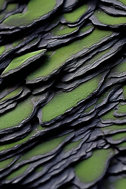 Fundo abstrato de azulejos de cerâmica pintados de preto e verde Foco seletivo