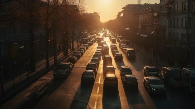 Fundo abstrato de carros em movimento na vista superior da cidade Al gerado