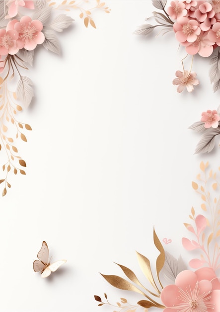 Fundo abstrato de casamento em branco Conjunto de cartões de convite de casamento com fundo de cartão de flores florais