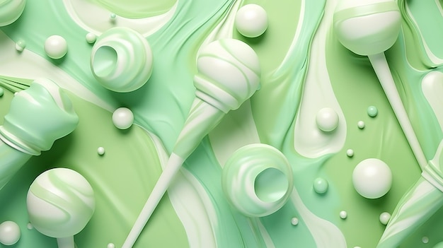 Fundo abstrato de chiclete e sorvete em verde claro e cor de menta Generative AI