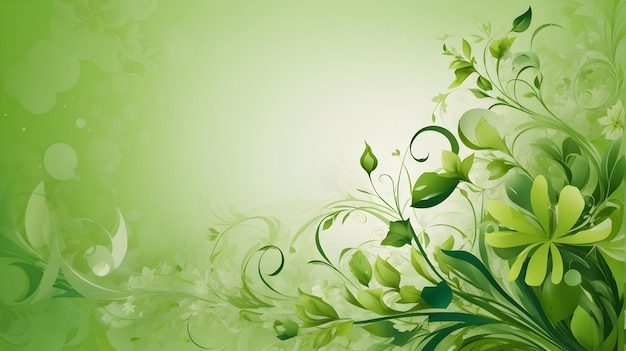 Foto fundo abstrato de cor verde em papel de parede de design floral simples
