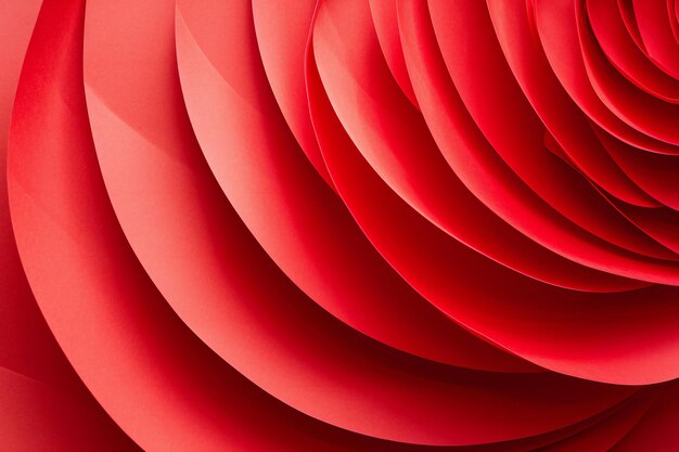 Foto fundo abstrato de folhas de papel vermelho curvo