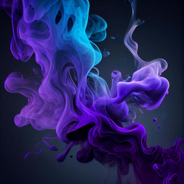 Fundo abstrato de fumaça líquida azul e roxo generative ai