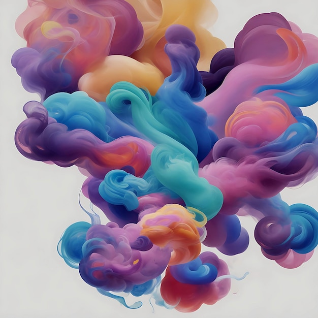 Fundo abstrato de fumaça pastel colorida sobre fundo branco gerado por IA