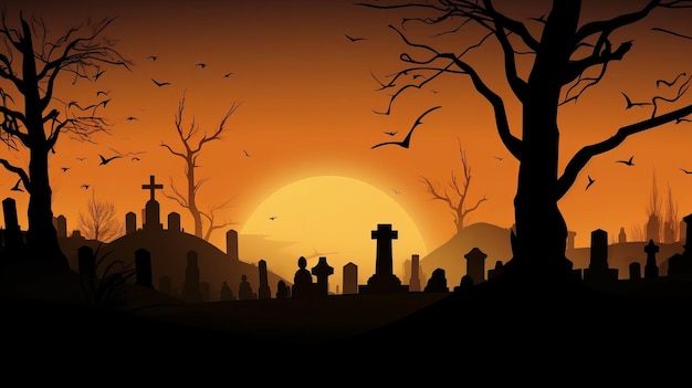 Fundo abstrato de Halloween da geração de IA do cemitério