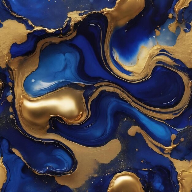 Foto fundo abstrato de luxo em técnica de tinta de álcool índigo azul ouro pintura líquida espalhado acr
