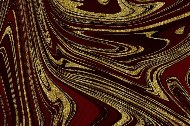 Fundo abstrato de mármore vermelho e dourado