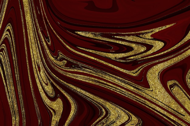 Fundo abstrato de mármore vermelho e dourado