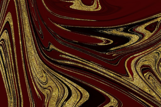 Fundo abstrato de mármore vermelho e dourado