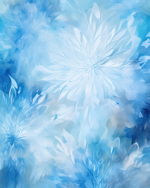 Fundo abstrato de natal com flores brancas em um fundo azul IA generativa