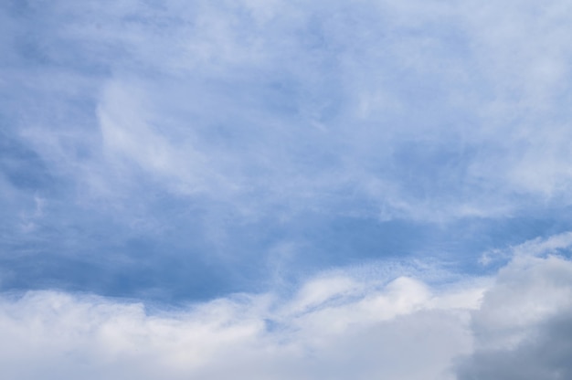 Fundo abstrato de nuvens fofas brancas em um céu azul brilhante.