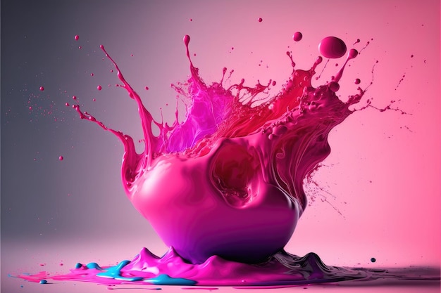 Fundo abstrato de óleo rosa ou aquarela espirrando após a gota d'água