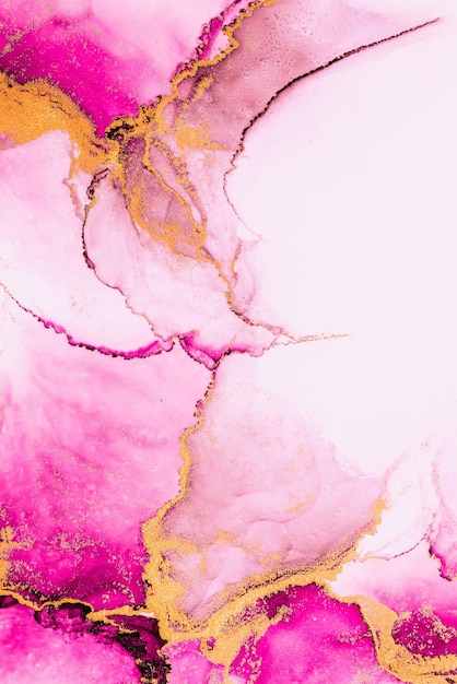 Fundo abstrato de ouro rosa de pintura de arte de tinta líquida de mármore em papel