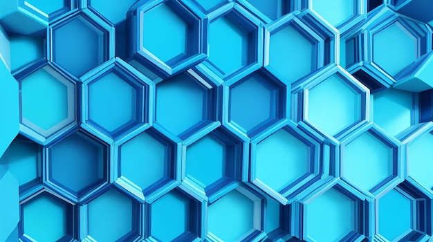 Fundo abstrato de pequenos hexágonos em cores azuis