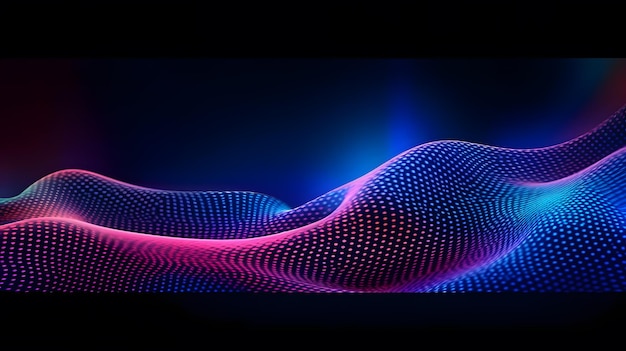 Fundo abstrato de tecnologia com ondas coloridas pontilhadas