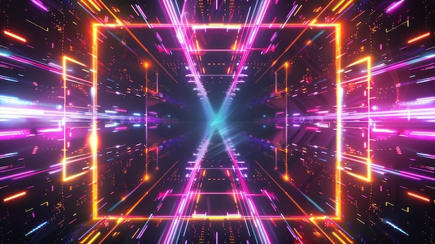 Fundo abstrato de tela de vidro de néon digital estilo tecnologia cyberpunk papel de parede imagem gerada por IA