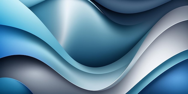 Fundo abstrato de um design ondulado azul e branco com superfície lisa generativa ai