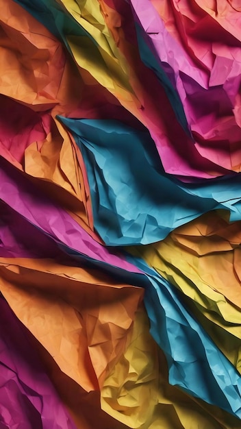 Fundo abstrato de uma folha de papel esmagado colorido generativo ai
