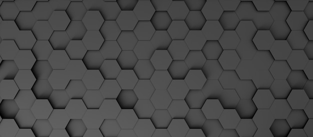 Fundo abstrato do banner na forma de hexágonos escuros, ilustração 3d