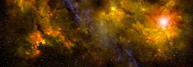 Fundo abstrato do espaço com céu estrelado e nebulosa colorida