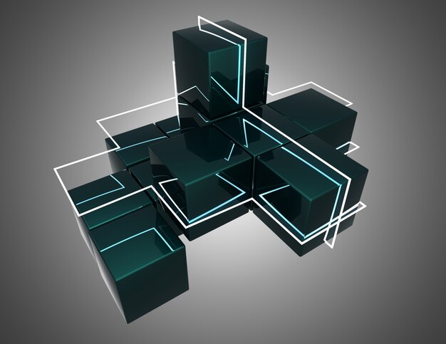 Fundo abstrato dos cubos. Ilustração 3D