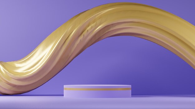 Foto fundo abstrato dourado violeta de luxo exibição de maquete de pódio de produto para apresentação 3d render