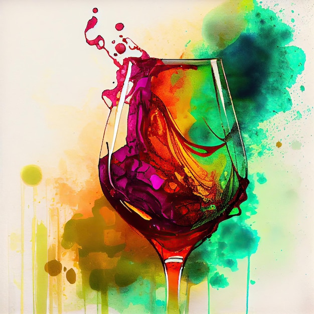 Fundo abstrato e colorido de uvas e vinho Generative AI