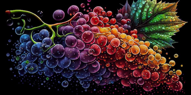Fundo abstrato e colorido de uvas e vinho Generative AI