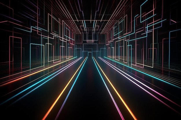 Fundo abstrato em perspectiva neon