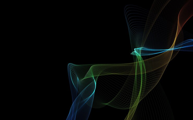 Fundo abstrato escuro com ondas abstratas brilhantes