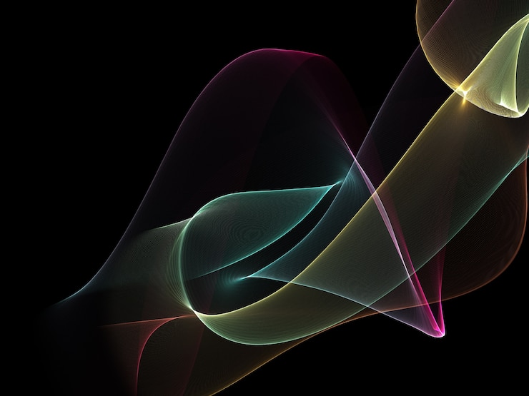 Foto fundo abstrato escuro com ondas abstratas brilhantes