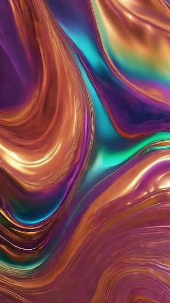 Fundo abstrato folha holográfica iridescente textura metálica papel de parede ondulado ultravioleta fluido ri
