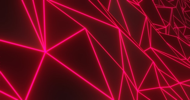 Fundo abstrato geométrico de néon. Renderização 3D