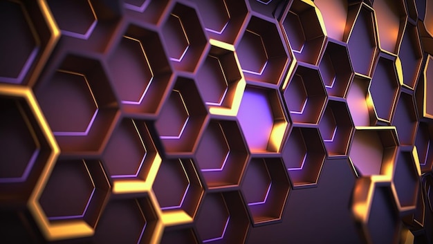 Fundo abstrato hexagonal criado com tecnologia Generative AI